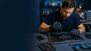 Technician repairing a laptop at Pani Computer